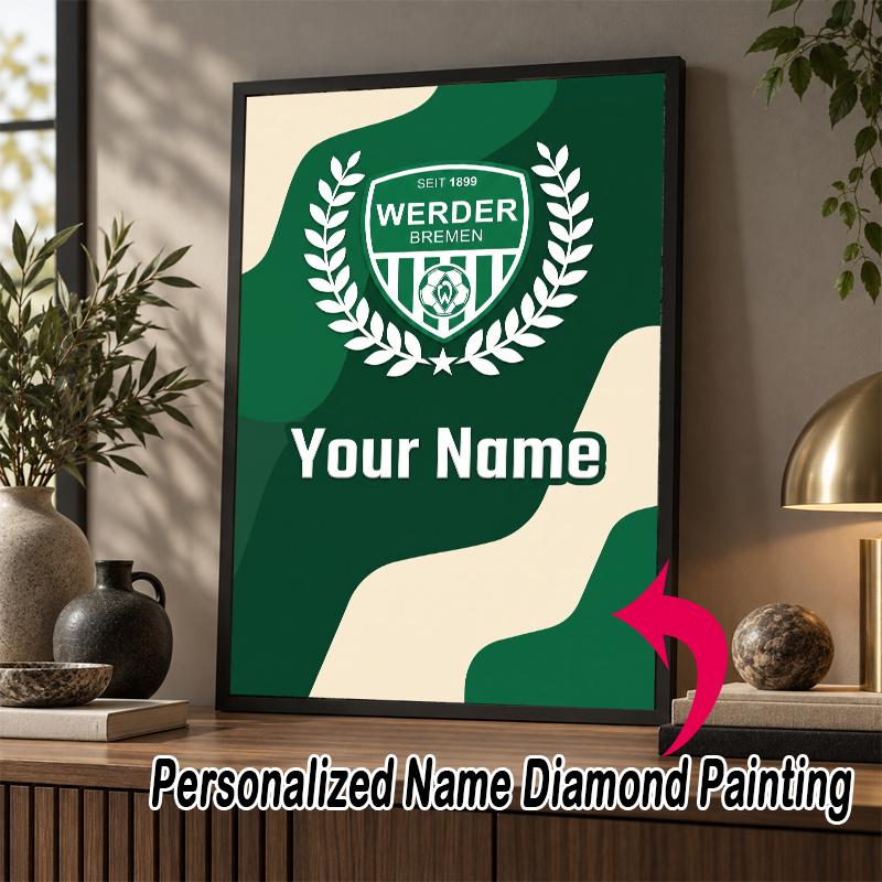 Custom Name Werder Bremen FC 5D Diamond Painting Personalized Full Drill Diamond Art Kit Gift