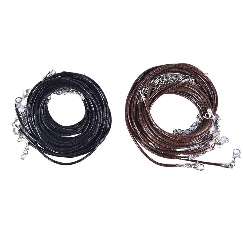 10Pcs 1.5Mm Adjustable Black Leather Cord Rope For Diy Necklace Bracelet Making