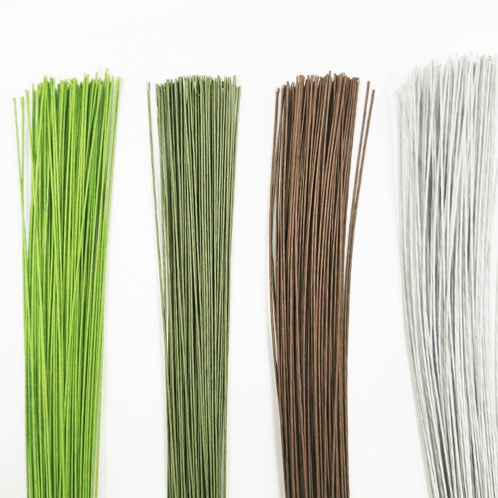 40cm Floral Wire Stems Flexible Iron Paper Covered Wire Stem Accessories DIY Crafts Bouquet Stem Floral Stem Wire for 100Pcs