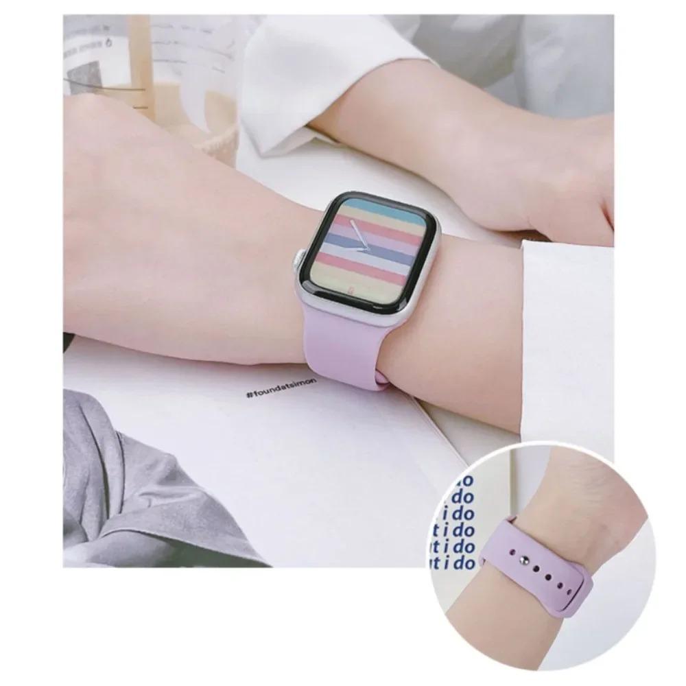 Silicone Band For Apple Watch Strap 49mm 46mm 44mm 45mm 40mm 41mm 42mm 38mm 45mm Sport Watchband for iWatch 11 10 9 8 7 6 5 4 SE 3