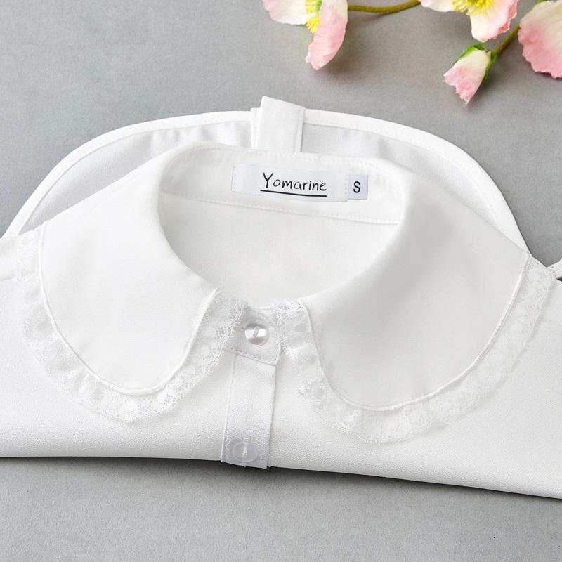 Elegant Big Lapel Fake Collar Shirt White Lace False Collar Woman Chiffon Detachable Doll Collar Women Half Shirt Faux Col
