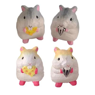 Foodie Hamster Miniaturstatue Tierfigur aus Holz für Kinderzimmer Kinderzimmerdekorationen Heim Büro Tischskulptur