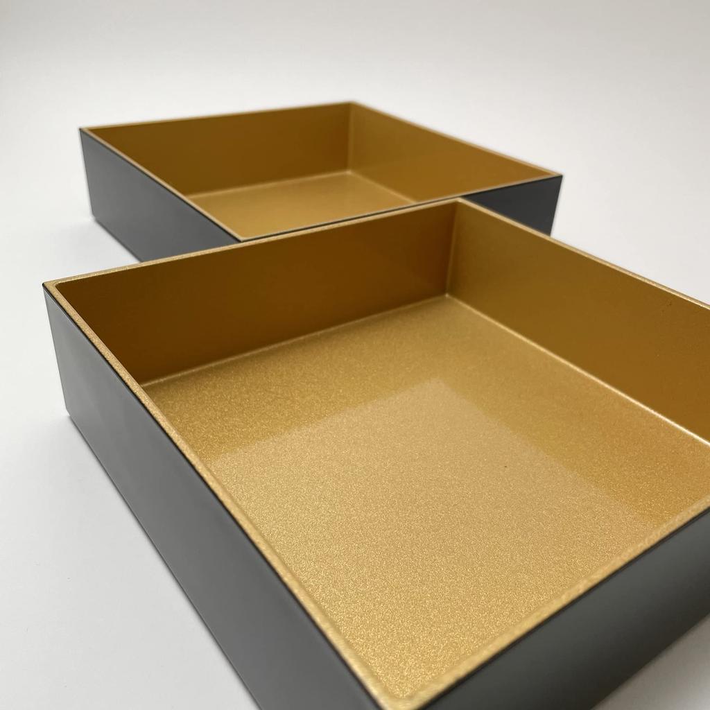 Tradition Acoustic TRIBECA 3-Tiered Jubako Box, Black/Gold Dot Design, 18cm, Made in Japan