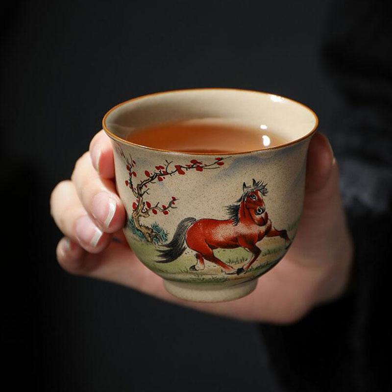 Chinese Ceramic Teaware Zodiac Tea Cups Vintage Pottery Ceremony KungFu Teacups Tea Wine Mug Espresso Coffee Cup