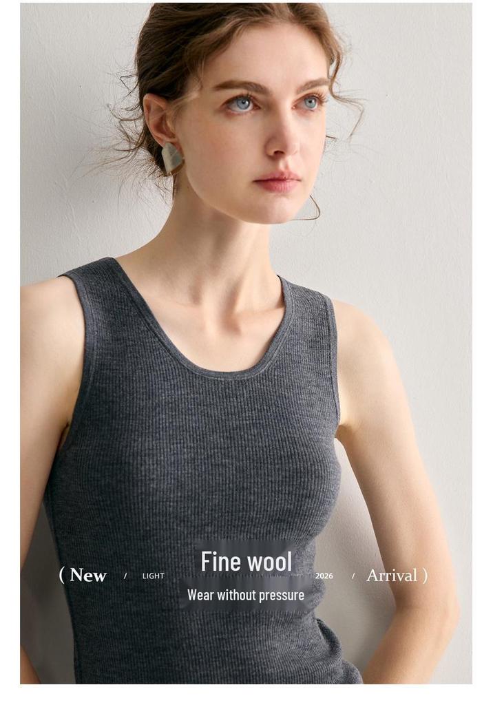 German Yangzi Wool-Blend Slim Knit Vest Round Neck Thin Camisole Base Layer Shirt