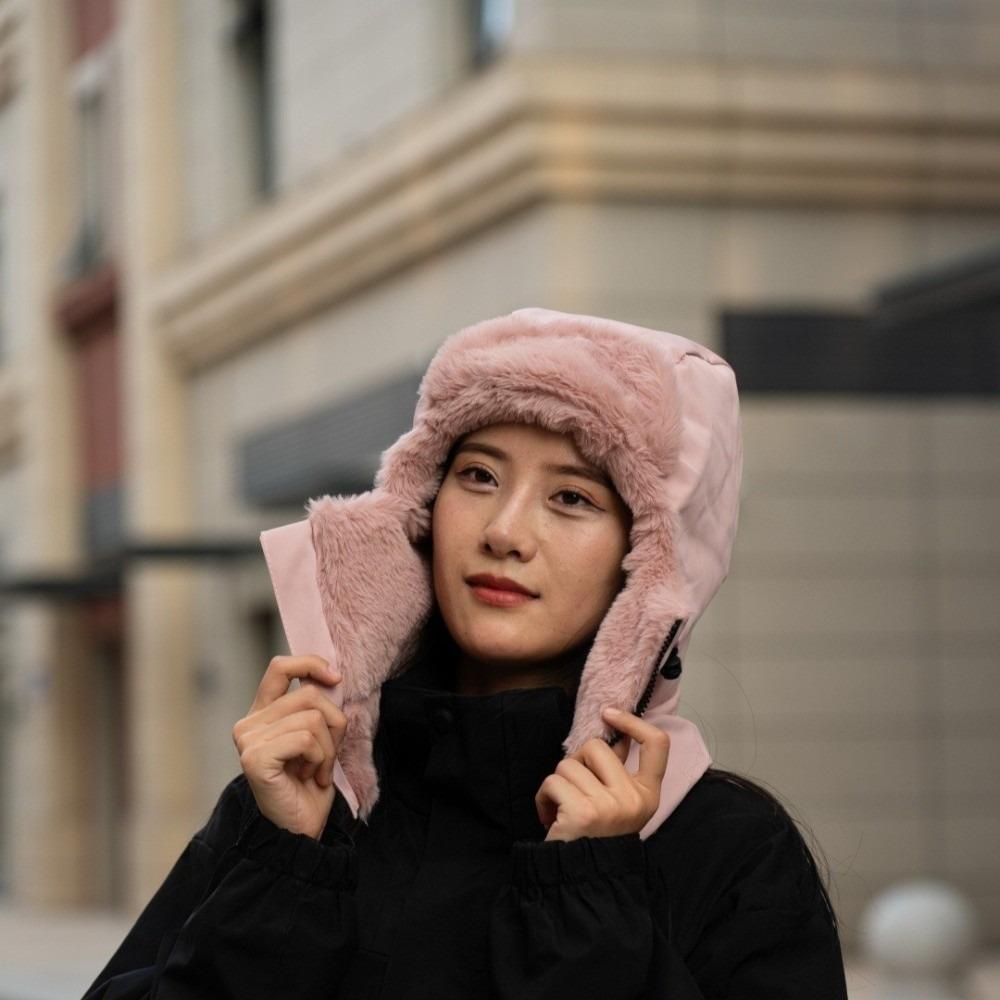 Keep Warm Warm Scarf Face Mask Solid Color Lei Feng Hat 4-in-1 Winter Cycling Hat  Women