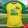T-shirt con Stampa Bandiera del Brasile da Uomo per Sport all'Aperto Manica Corta Girocollo Top Larghi T-shirt Estiva Brasile Will Calcio