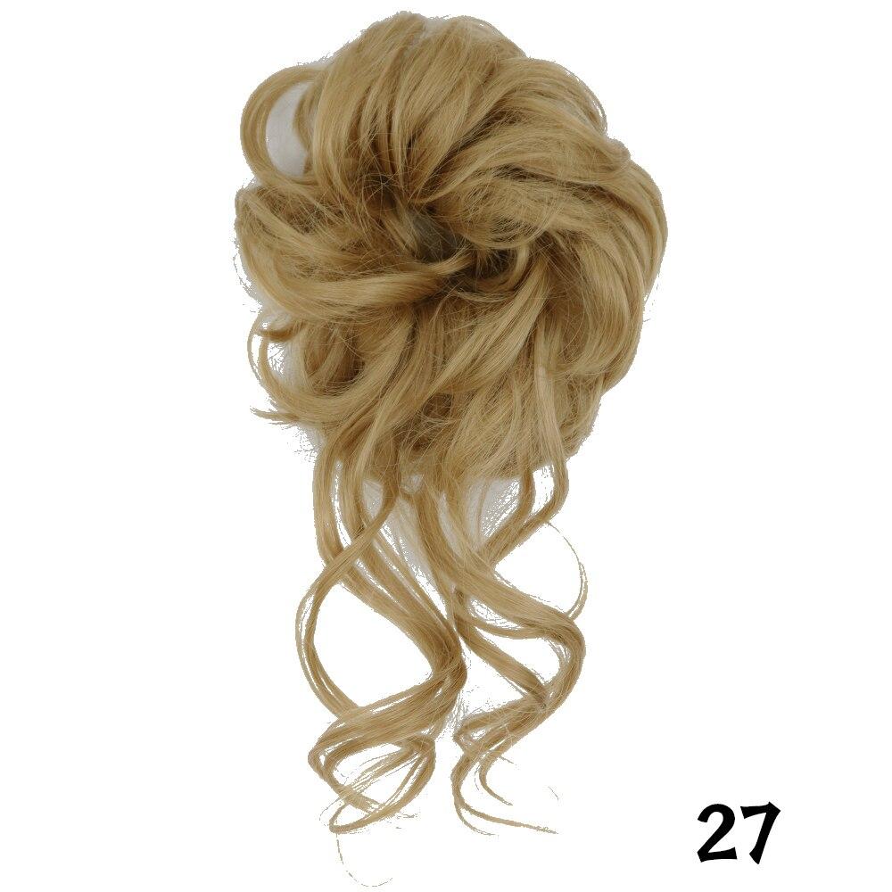 MISSQUEEN Synthetic Hair Bun Chignon Messy Curly Hair Band Elastic Scrunchy False Hair Pieces for Women Hairpins Black Brown