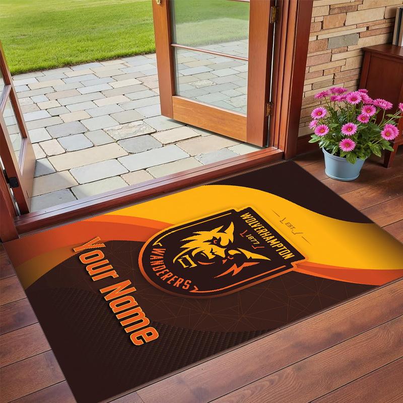 Crystal Velvet Rug Custom Name Text, Soft Non Slip Floor Mat Home DecorWolverhampton Wanderers Football