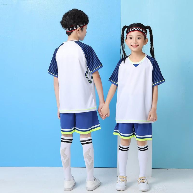 Kids Soccer Jersey Set Short Sleeve Football Uniform Boys Girls Training Camp Sportswear
