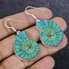 Ammonite Fossil Gemstone Handmade 925 Sterling Silver Jewelry Earring 1.85" T4q83