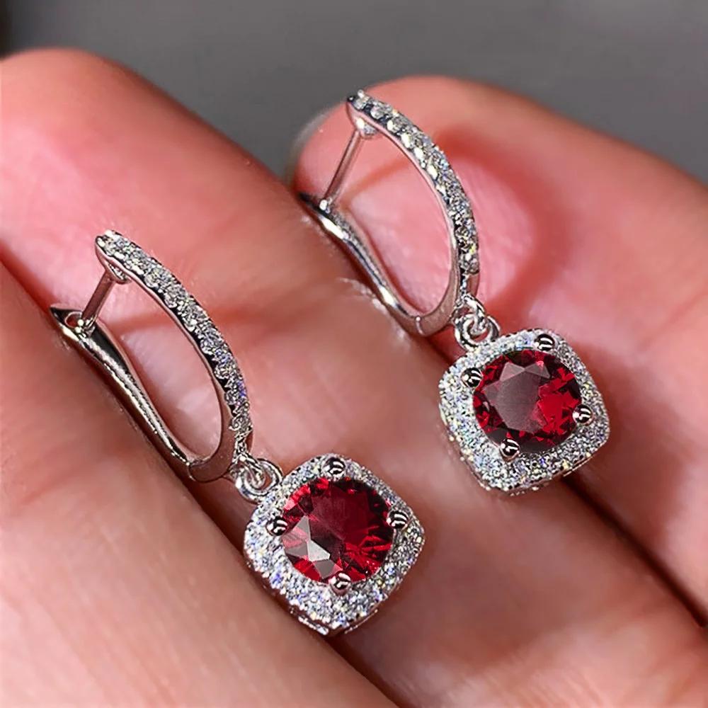 2026 Gorgeous Red CZ Women's Cubic Zirconia Earrings, Bright and Elegant   Engagement Wedding Party Jewelry