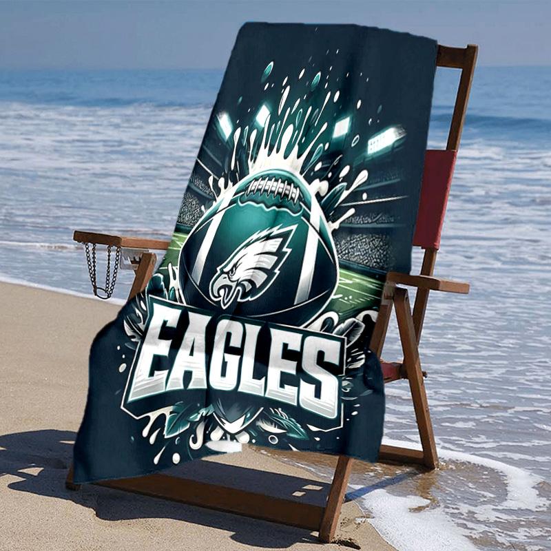proof beach towel with Philadelphia Eagles LOGO pattern - soft,absorbent,quick-drying,machine washable - perfect for swimming,camping,bathing