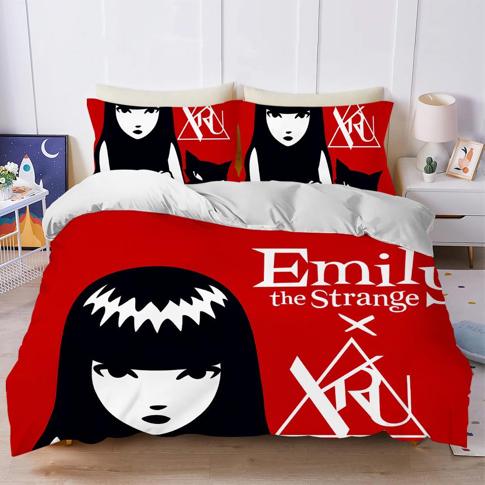 

E-Emily The Strange book Duvet Cover Set Home Style Bedding Soft Laundry Cotton Bed 3 Piece Set Student Dormitory Gift 135x200cm