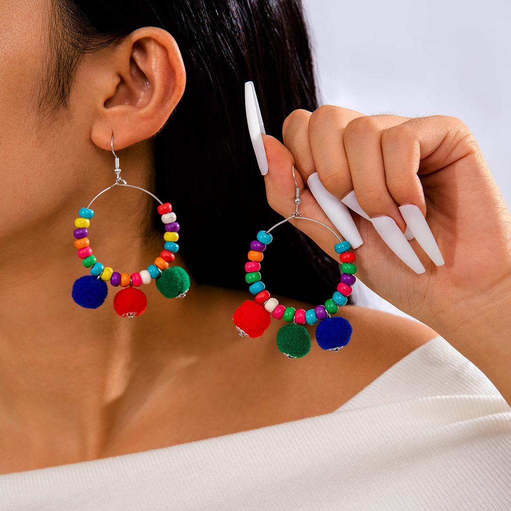 Christmas Tree Bow Colorful Garland Earrings Personalized Bell Christmas Series Earrings Women