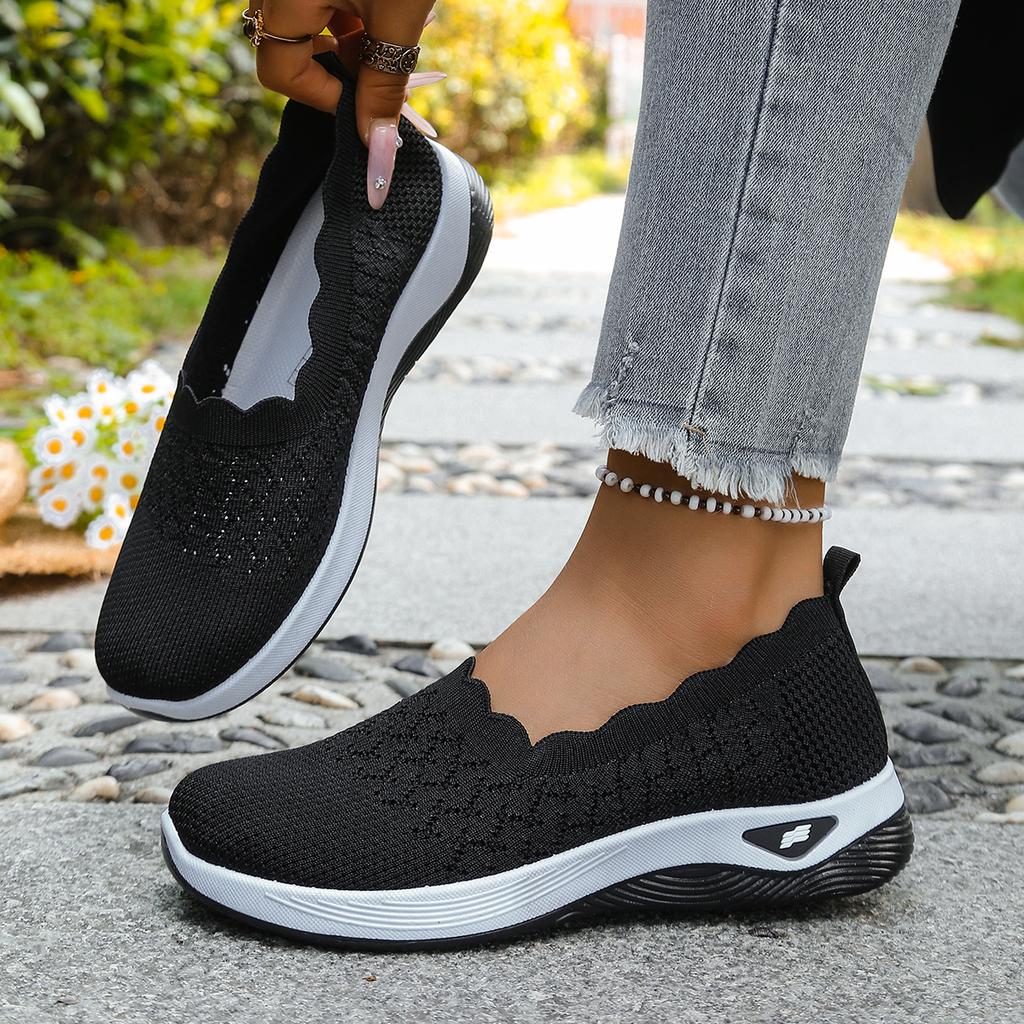 Women Shoes Orthopedic Knit Walking Shoes Breathable Slip-On Loafers Soft Non-Slip Wedge Sneakers Comfortable Casual Footwear