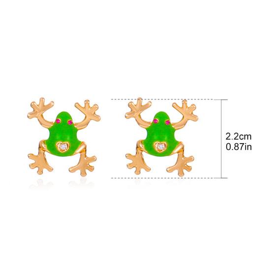 1/2 Pairs Frog-Shaped Earrings Sparking Rhinestones Inlaid Cartoon Enamel Alloy Ear Clips Jewelry Accessories