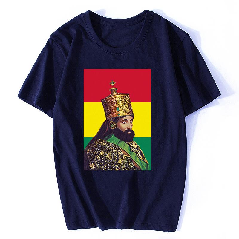 Haile Selassie Mens T-shirt Summer Cotton O-neck Short Sleeve Tshirt Funny Tees Hip Hop Tops Streetwear