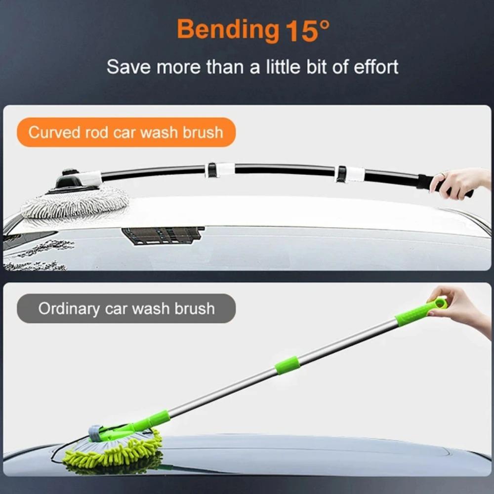 Car Wash Brush with Telescoping Long Handle Soft Chenille Microfiber Mop for Auto Window Cleaning
