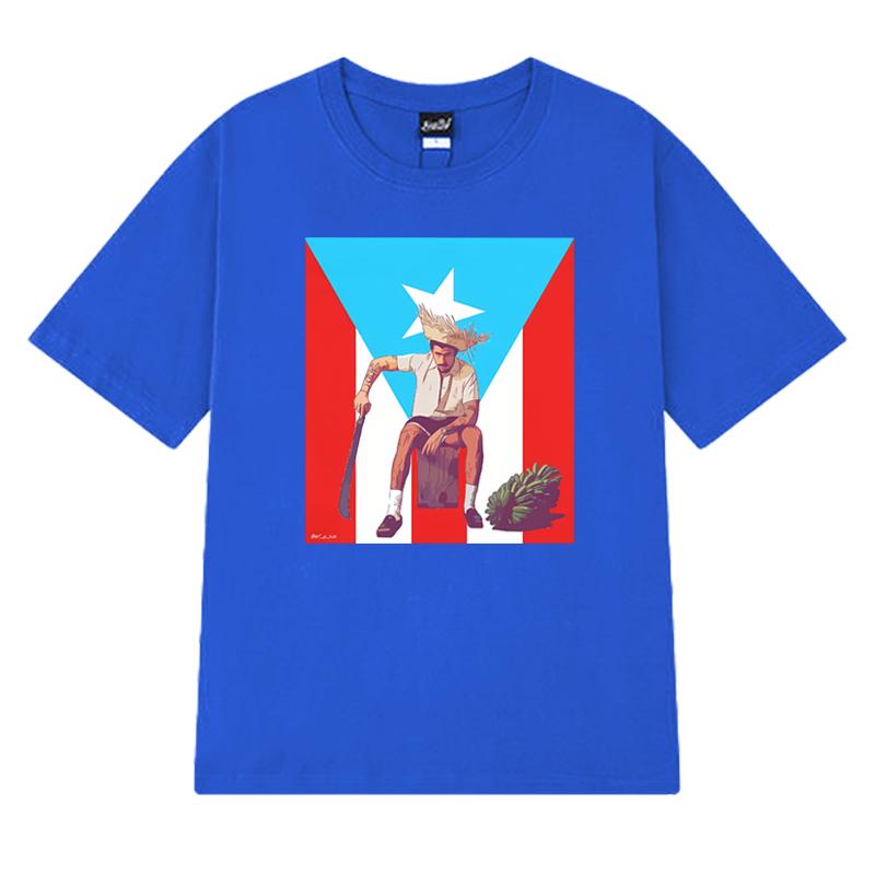 2025 New Bad Bunny Puerto Rico Flag Graphic Short Sleeve T-shirts Men Women Fashion Y2k T Shirt Unisex 100% Cotton Clothing Tops