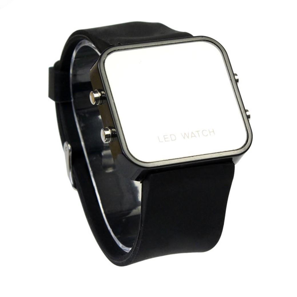 

Светодиодный календарь на день/дату, силиконовое зеркало, мужские и женские часы, черные One Size чёрный