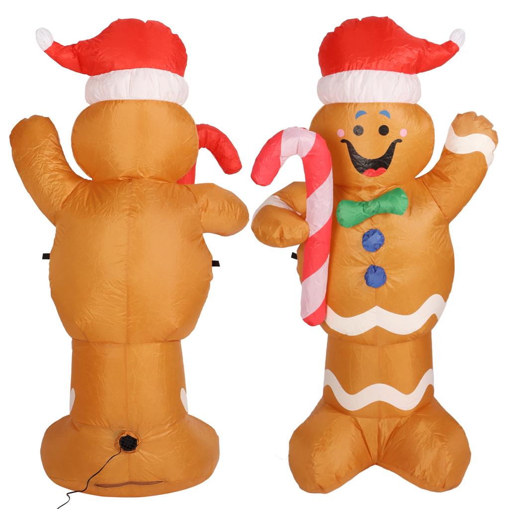 1.5m Height Christmas Inflatables Gingerbread Man with Candy Canes Blow Up Yard Decoration Snowman