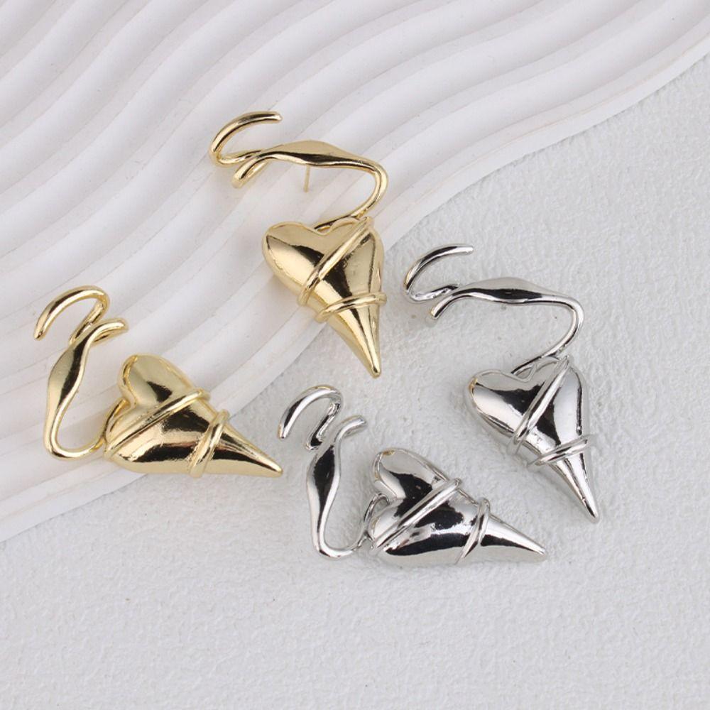 Twined Metal Eardrop Irregular Exaggerated Earrings Temperament Heart Earrings  Party