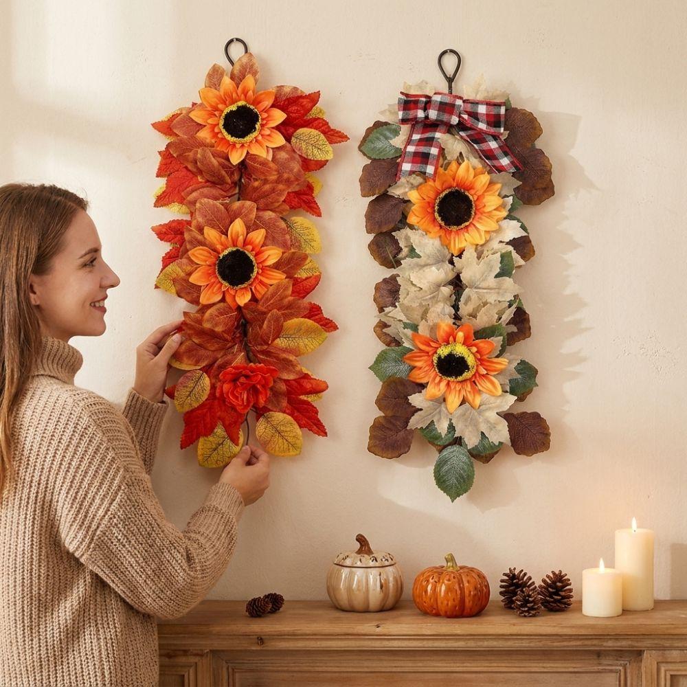 Rustic Maple Sunflower Bouquet Real Touch Simulation Sunflower Decor Swag Harvest Themed