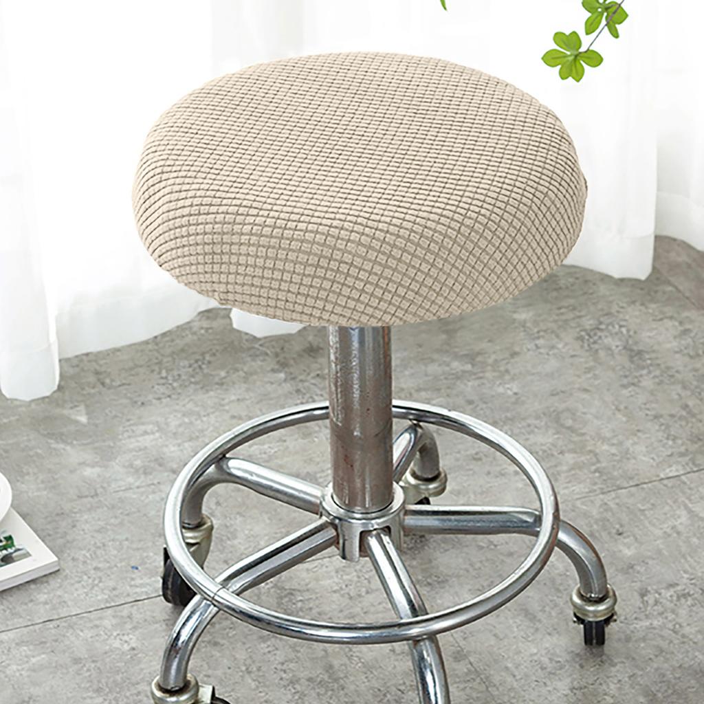 1PC solid color fleece fabric elastic round stool cover, suitable for restaurant and el decoration