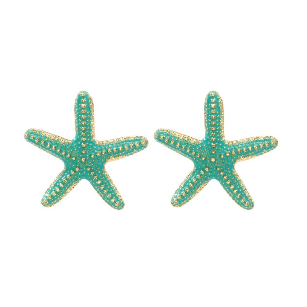 Personality Colored Glaze Starfish Earrings Conch Octopus Starfish Star Dangle Earrings Festival