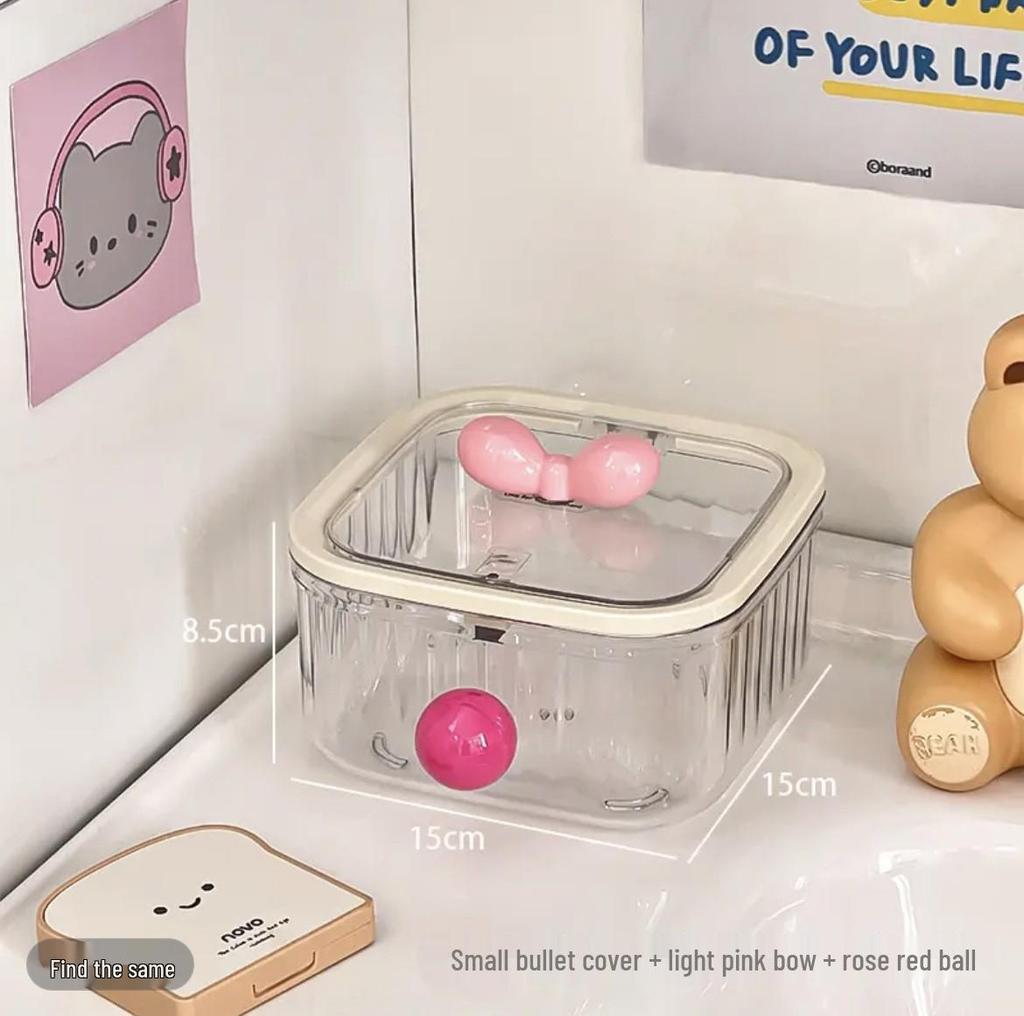 Transparent Desktop Trash Can with Lid - Stylish Hair Accessories and Storage Box