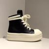 Black And White Thick-Soled Heightening Spring High-End Martin Boots High-Top Board Shoes Men'S And Women'S Couples Boots Side Zipper Tooling Boots