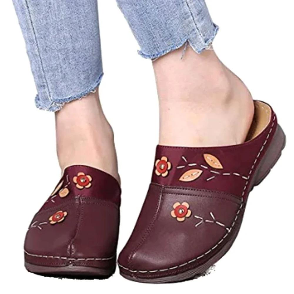 Women Clogs Sandals Soles Ladies Comfort Closed Toe Wedges Platform Shoes Soft Breathable Flower Slipper