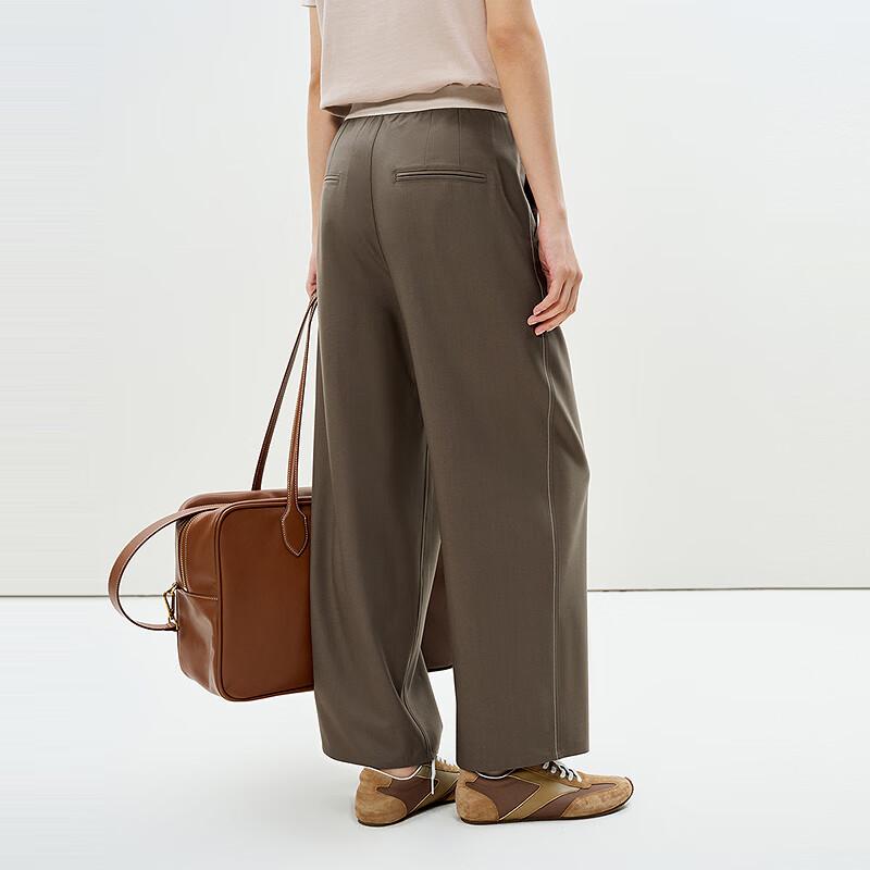 LESS 2025 Summer Men's Casual Straight Wool Cropped Trousers