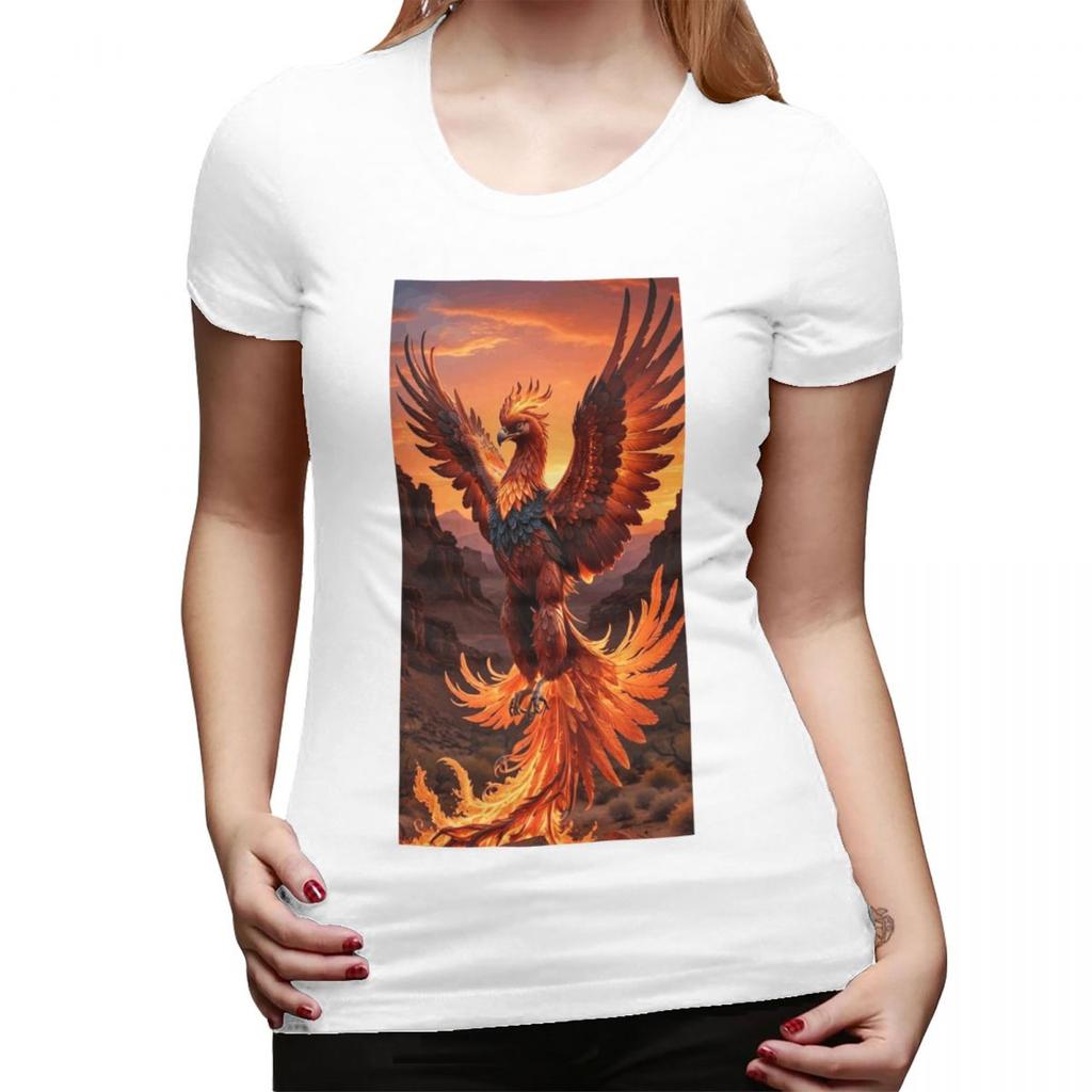 Phoenix Mythical Bird With Fiery Wings TShirt for Women ONeck Streetwear T Shirts Womens Tees Short Summer Clothes Tops