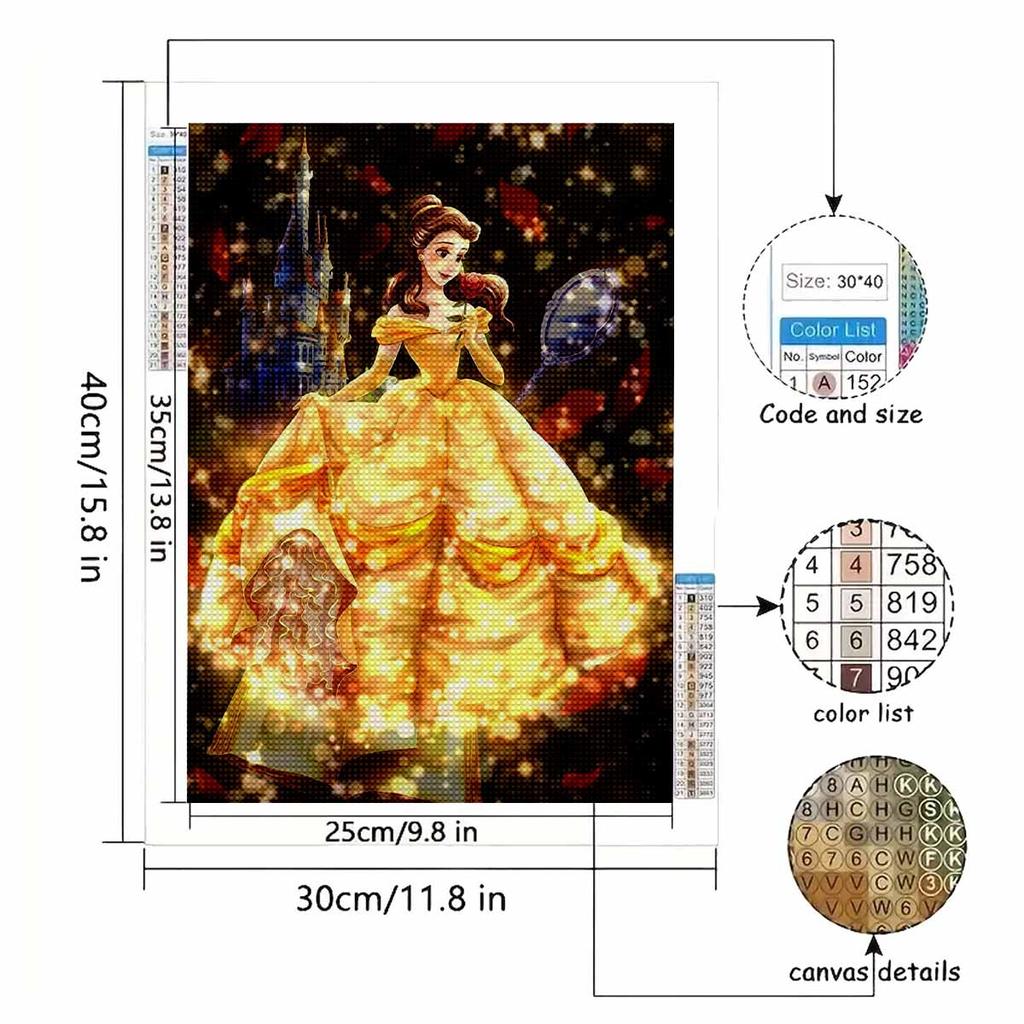 Full Round Diamond Painting Anime Beautiful Princess Art Rhinestone Picture Mosaic DIY 5D Cross Stitch Embroidery Home Decoration