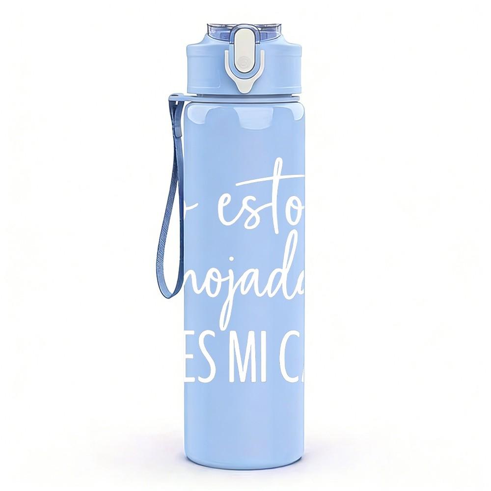 1PC Faint No Importada Text Pattern 750ml Color Plastic Sports Water Bottle Leakproof Flip Straw Lid Suitable for Sports Office Home Use