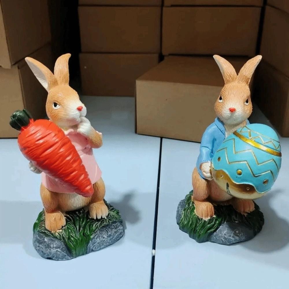 Resin Resin Rabbit Decoration Hand-Painted Cartoon Rabbit Statue  Carrot Egg Decoration