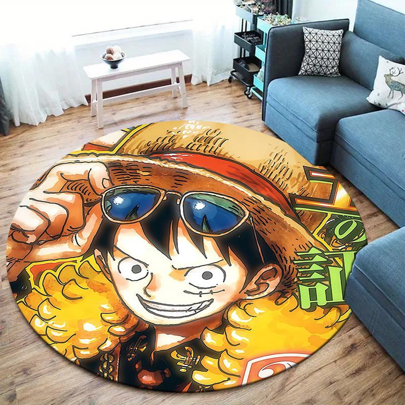 One Piece Monkey D Luffy Round Area Rug Carpet Rug For Living Room Bedroom Sofa Playroom Decor Nonslip Floor Mat