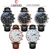 CHENXI 973 Men's Wristwatch Multi-functional Business Watch Moon Phase Date Waterproof Rome Dial Leather Quartz Watches for Man