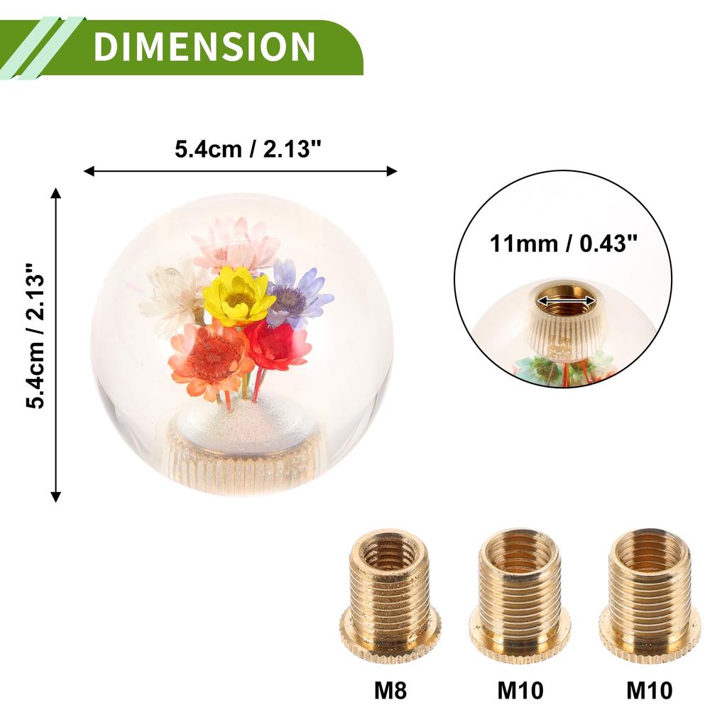 HOPESPANNER Round Ball Shift Knob, Universal Gear Shift Knob, Acrylic Stick Shift Lever Knob,