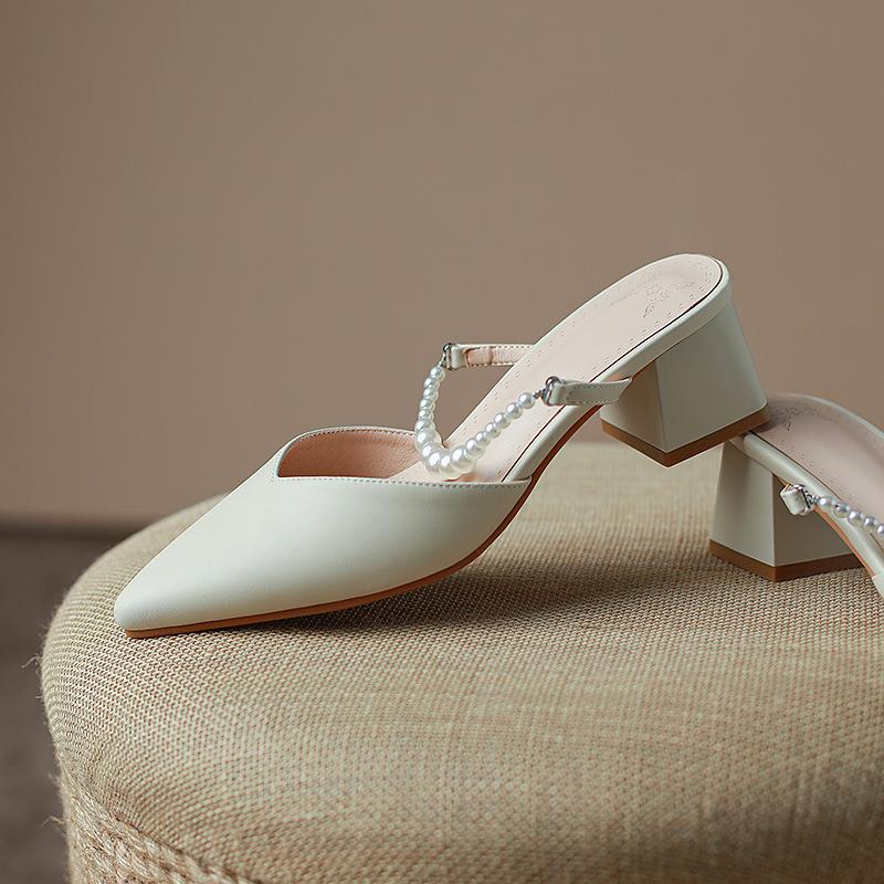 

Summer high-heeled sandals new bag head sandals women s pointed casual solid color back empty sandals rubber soft sole large size shoes 39