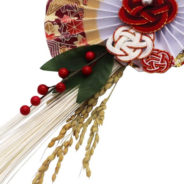 Osaka Choseido New Decoration for the Shimenawa Modern and Stylish Shimekazari Wreath with Approximately 38cm Layered Plum Blossom Beckoning Cat