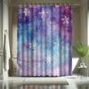 Hexagonal Snowflake Shower Curtain Set, Beautiful Snowy Scenery, Fantastic Art, Bathtub Partition, Modern Bath Decor