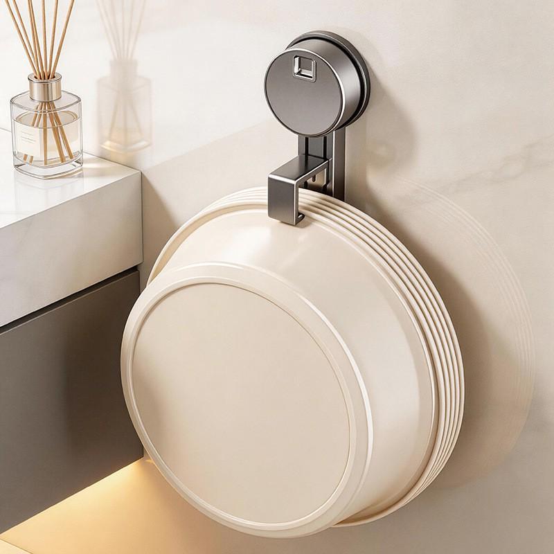 Suction Cup Towel Rack Bathroom Wall Mount Face Basin Holder No Drill Shower Organizer