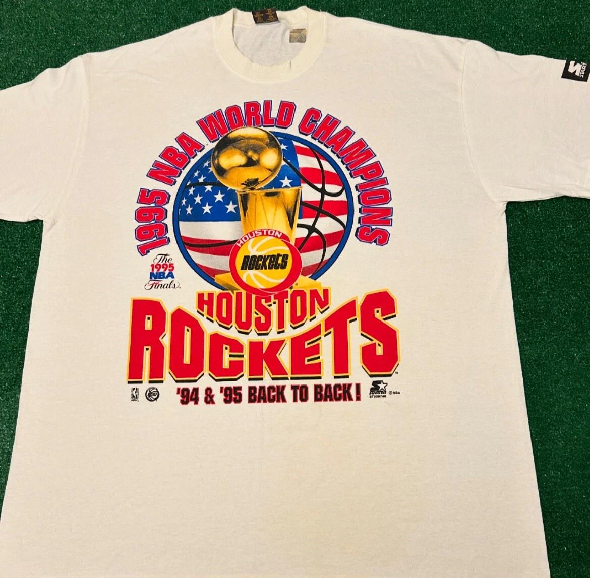 

Vintage 90s Houston Rockets NBA Back 2 Back World Champions 1995 VTG Shirt Sz XL S