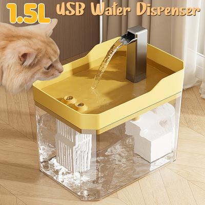 Pets Water Fountain Auto Filter USB Electric Mute Cat Drinker Bowl 1500mL Recirculate Filtring Drinker for Cats Water Dispenser