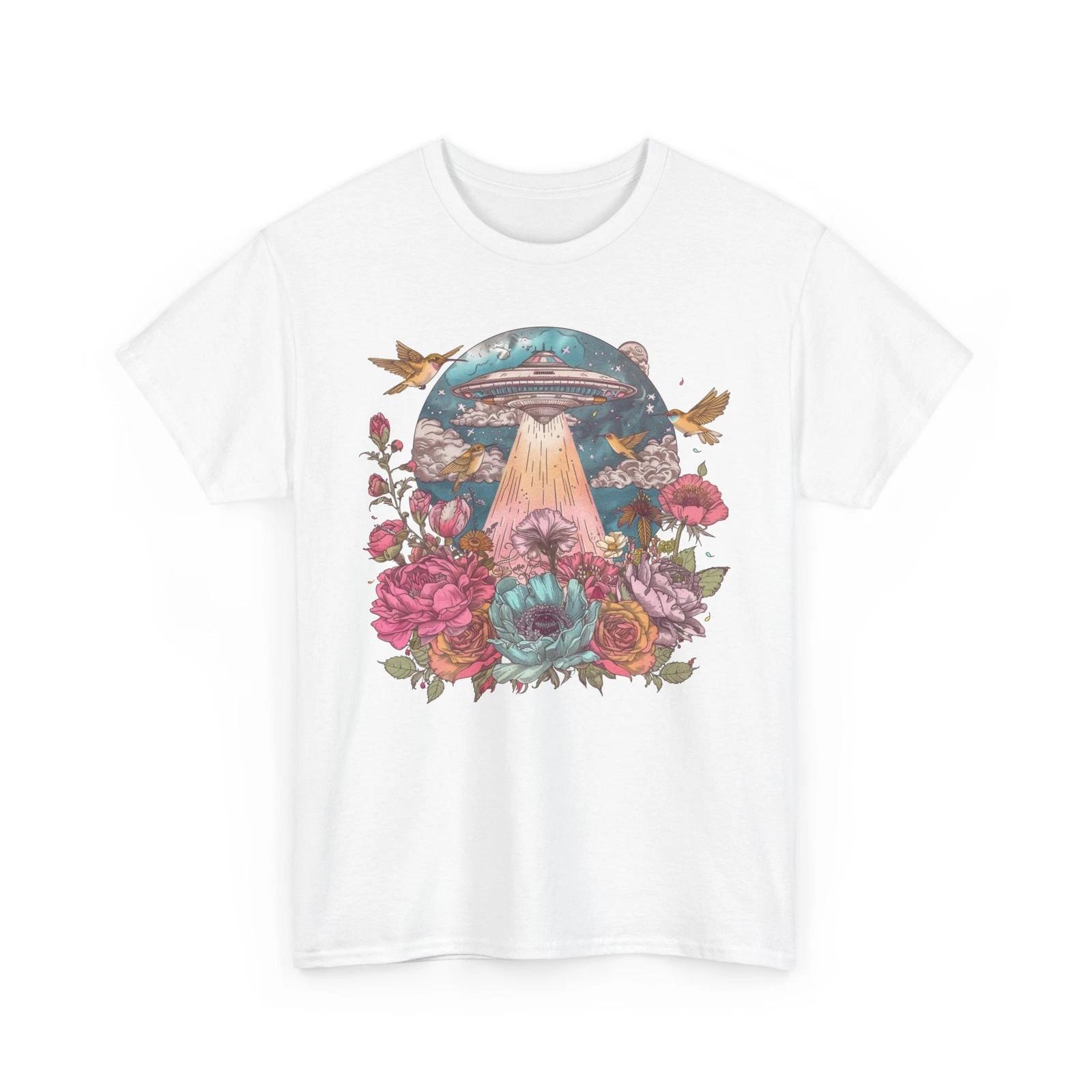 

Floral UFO Alien Shirt | UFO Galaxy Themed T-Shirt | Alien Graphic Tee 3XL