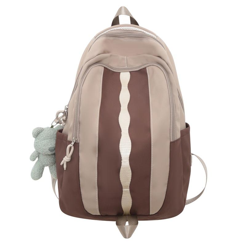 

Контрастний рюкзак Студентська сумка Дорожній шкільний портфель коричневий