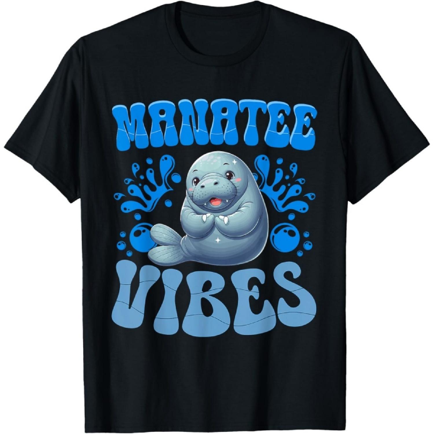 Cute Ocean Animal Manatees Lover Manatee Vibes T-Shirt S